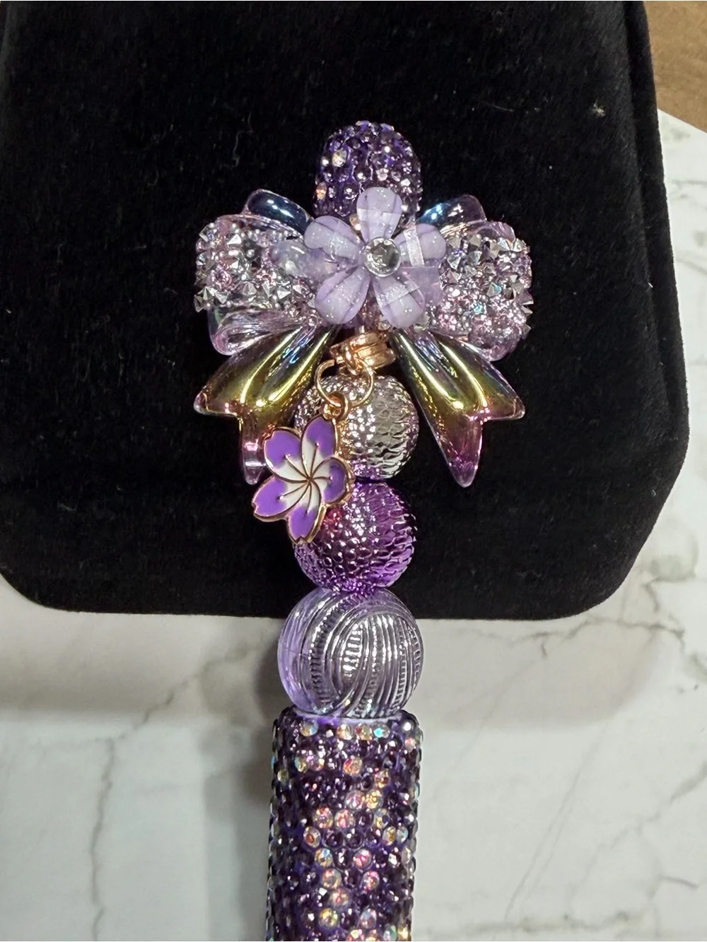 Purple Crystal Floral Decorative Ballpoint Pen
